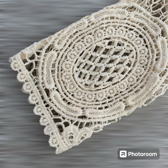 SOLITAIRE Ladies Crochet Lace Top Long Sleeve Ivory Delicate Scoop Neck SIZE L - Picture 4 of 9